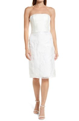 Amsale Rose Fil Coupe Strapless Cocktail Dress in Ivory