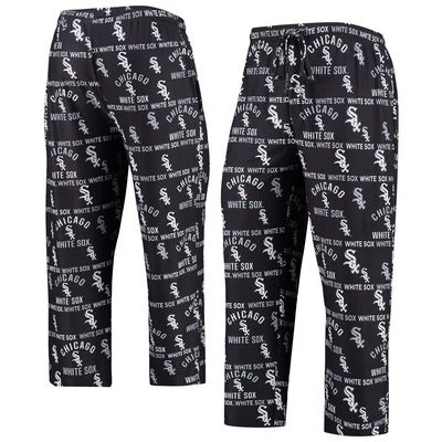 Men's Concepts Sport Black Chicago White Sox Flagship Allover Print Sleep Pants