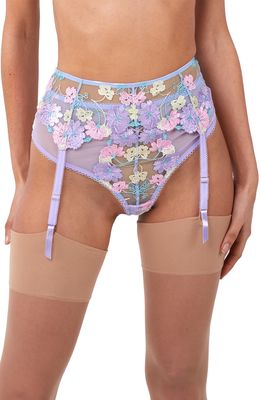 Playful Promises x Felicity Hayward Luna Embroidered Suspender Belt in Pastel