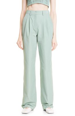AKNVAS O'Connor Pleated Stretch Cotton Pants in Slate Green