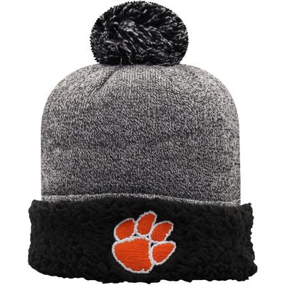 Women's Top of the World Black Clemson Tigers Snug Cuffed Knit Hat with Pom