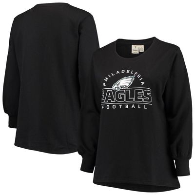 PROFILE Women's Black Philadelphia Eagles Plus Size Fleece Pullover Sweatshirt