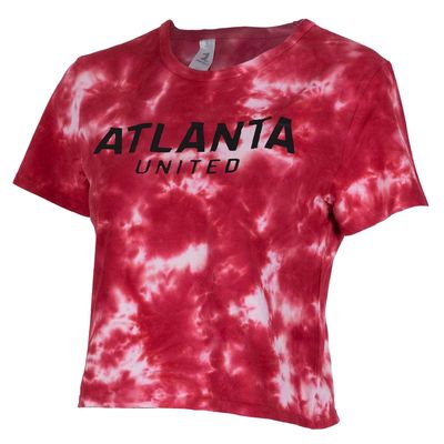 Women's ZooZatz Red Atlanta United FC Tie-Dye Cropped Wordmark T-Shirt