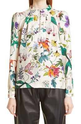 MUNTHE Ciella Floral Silk Blouse in Ivory