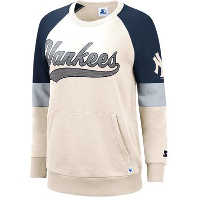 Women's Starter Navy/Gray New York Yankees Playmaker Raglan Pullover Sweatshirt
