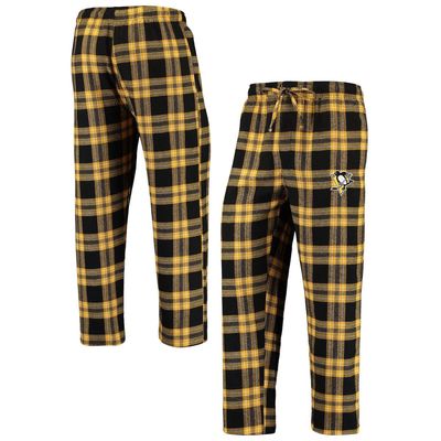 Men's Concepts Sport Black/Gold Pittsburgh Penguins Takeaway Plaid Flannel Pants