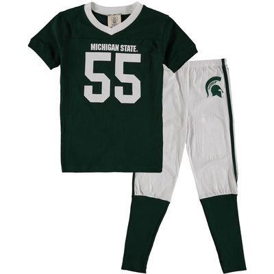 Youth Wes & Willy Green Michigan State Spartans Football Pajama Set