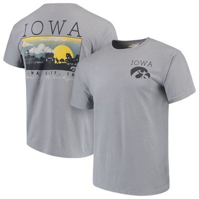 IMAGE ONE Men's Gray Iowa Hawkeyes Comfort Colors Campus Scenery T-Shirt