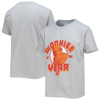 Youth Junk Food Heathered Gray Tampa Bay Buccaneers Star Wars Wookie Of The Year T-Shirt in Heather Gray