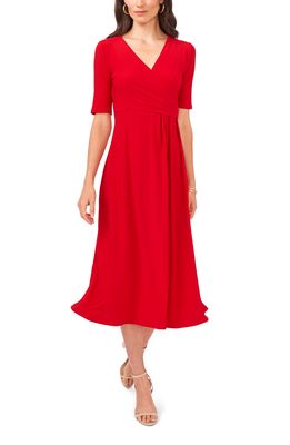 Chaus Laura Faux Wrap Midi Dress in Red