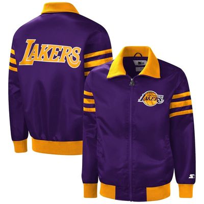 Men's Starter Purple Los Angeles Lakers The Captain II Full-Zip Varsity Jacket