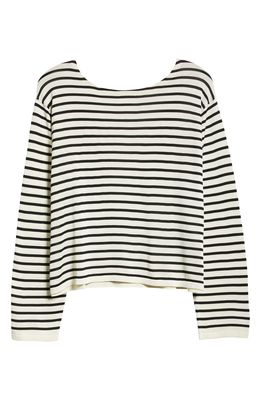 Khaite Tilda Mariner Stripe Cashmere Sweater in Powder/Black Stripe