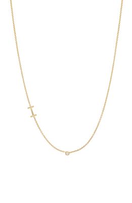 BYCHARI Asymmetric Initial & Diamond Pendant Necklace in 14K Yellow Gold-I