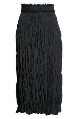 Toteme Crinkled Silk Skirt in Black