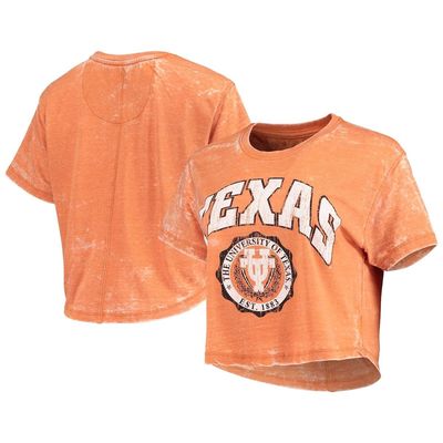 Women's Pressbox Texas Orange Texas Longhorns Edith Vintage Burnout Crop T-Shirt in Burnt Orange