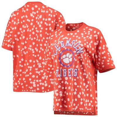 Women's Pressbox Orange Clemson Tigers Bishop Bleach Wash T-Shirt