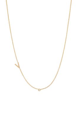 BYCHARI Asymmetric Initial & Diamond Pendant Necklace in 14K Yellow Gold-V