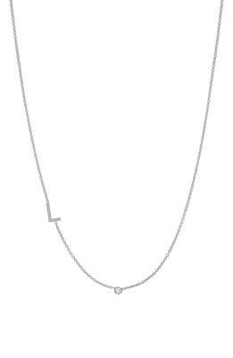 BYCHARI Asymmetric Initial & Diamond Pendant Necklace in 14K White Gold-L