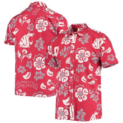 Men's Wes & Willy Crimson Washington State Cougars Floral Button-Up Shirt
