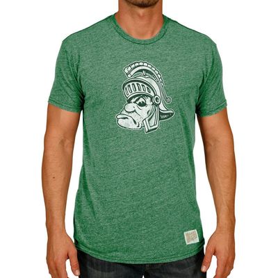 Men's Original Retro Brand Heather Green Michigan State Spartans Vintage Big Gruff Tri-Blend T-Shirt