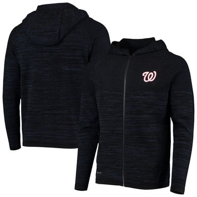 Men's Levelwear Black/Heathered Navy Washington Nationals Insignia Genesis Slub Raglan Full-Zip Hoodie