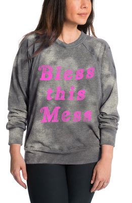 Bun Maternity Bless this Mess Graphic Nursing Sweatshirt in Cloud Tie Dye