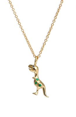 Daniela Villegas x Jurassic Park 25th Anniversary Baby T. Rex Stone Pendant Necklace in Yellow Gold