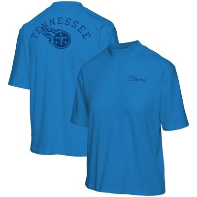 Women's Junk Food Blue Tennessee Titans Half-Sleeve Mock Neck T-Shirt