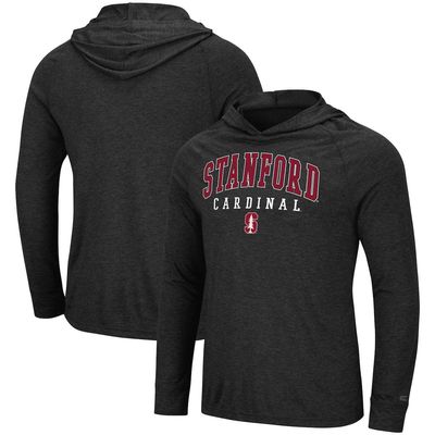 Men's Colosseum Heathered Charcoal Stanford Cardinal Campus Long Sleeve Hooded T-Shirt in Heather Charcoal