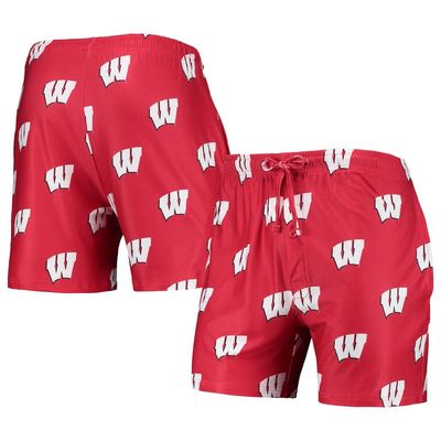 Men's Concepts Sport Red Wisconsin Badgers Flagship Allover Print Jam Shorts