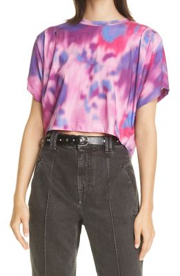 Isabel Marant Etoile Zilia Tie Dye Crop Cotton T-Shirt in Lilac