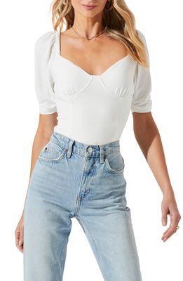 ASTR the Label Puff Sleeve Bodysuit in White