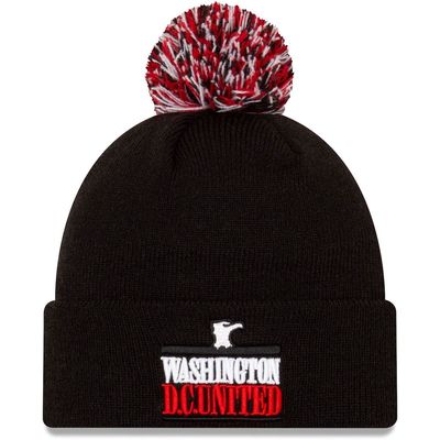 Men's New Era Black D.C. United Since '96 Hooked Cuffed Knit Hat with Pom