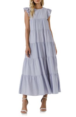 English Factory Tiered Maxi Dress in Powder Blue