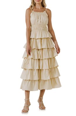 English Factory Tiered Cotton Maxi Dress in Ecru