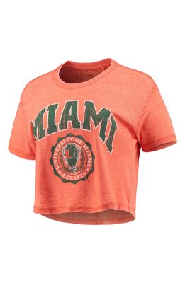 Women's Pressbox Orange Miami Hurricanes Edith Vintage Burnout Crop T-Shirt