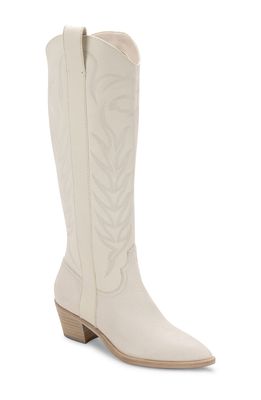 Dolce Vita Solei Western Boot in White Embossed Leather