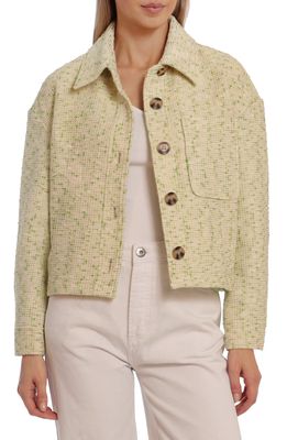 Avec Les Filles Oversize Tweed Shacket in Green/Cream