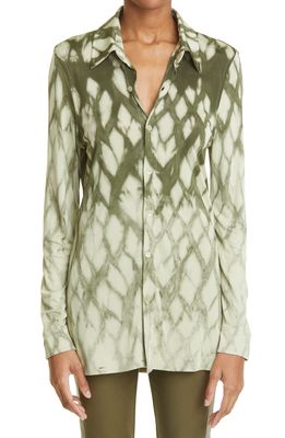 Dion Lee Unisex Shibori Print Button-Up Shirt in Moss