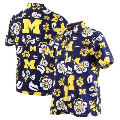 Men's Wes & Willy Navy Michigan Wolverines Floral Button-Up Shirt