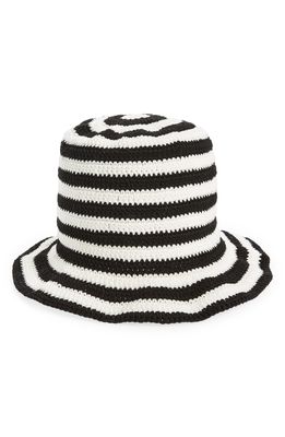 Khaite Kam Bucket Hat in Black/Ivory Stripe 282