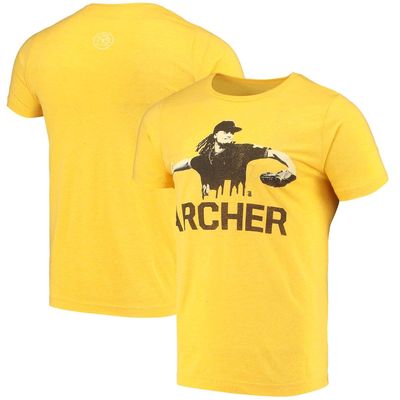 108 STITCHES Men's Chris Archer Gold Pittsburgh Pirates Player Skyline Tri-Blend T-Shirt