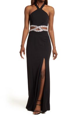Speechless Beaded Cutout Gown in Black