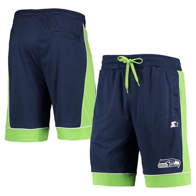 Men's Starter College Navy/Neon Green Seattle Seahawks Fan Favorite Fashion Shorts