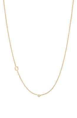 BYCHARI Small Asymmetric Initial & Diamond Pendant Necklace in 14K Yellow Gold-O