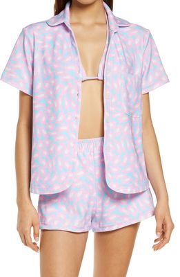 Frankies Bikinis Coco Stripe Terry Cover-Up Top in Daisy Dream