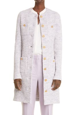 St. John Collection Boucle Slub Knit Long Jacket in Lavender Multi