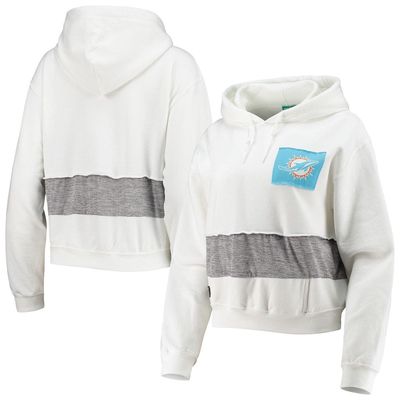 Women's Refried Apparel White Miami Dolphins Sustainable Crop Dolman Pullover Hoodie