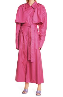 AKNVAS Demi Belted Trench Coat in Hot Pink