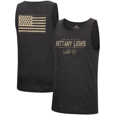 Men's Colosseum Heathered Black Penn State Nittany Lions Military Appreciation OHT Transport Tank Top in Heather Black